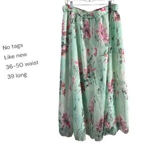 Floral Mint Green Maxi Skirt, whimsy fairy cottagecore
